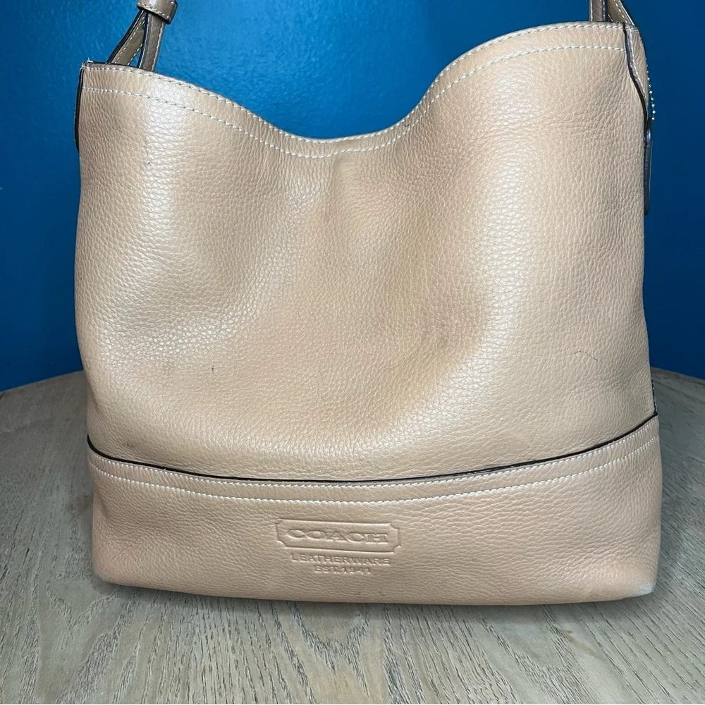 Vintage Coach Slouchy Pebbled Leather Hobo Y2K Shoulder Bag Tan - Picture 2 of 14